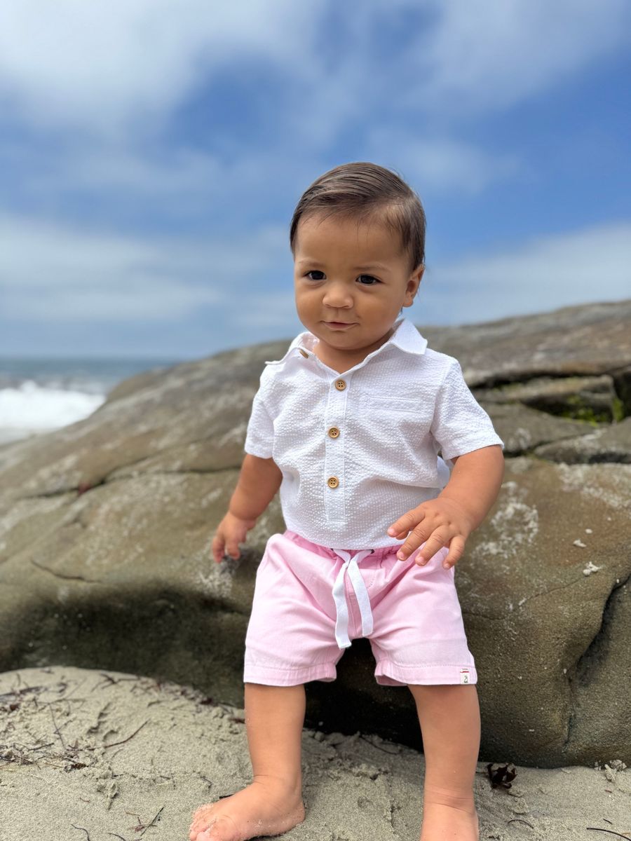White Seersucker Woven Onesie