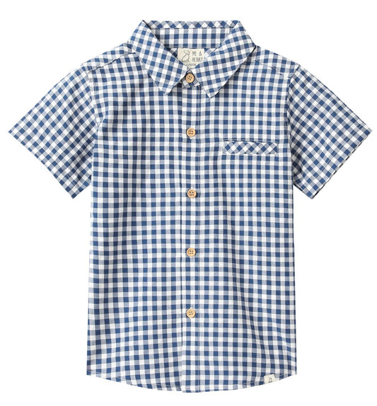 Navy White Gingham Woven Shirt
