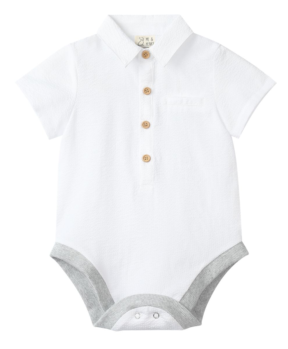 White Seersucker Woven Onesie