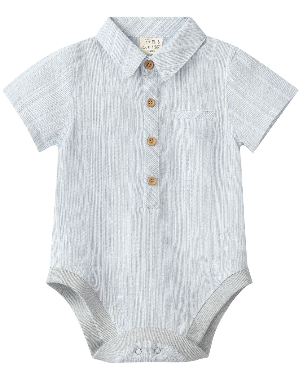 Chambray Textured Stripe Woven Onesie