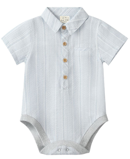 Chambray Textured Stripe Woven Onesie