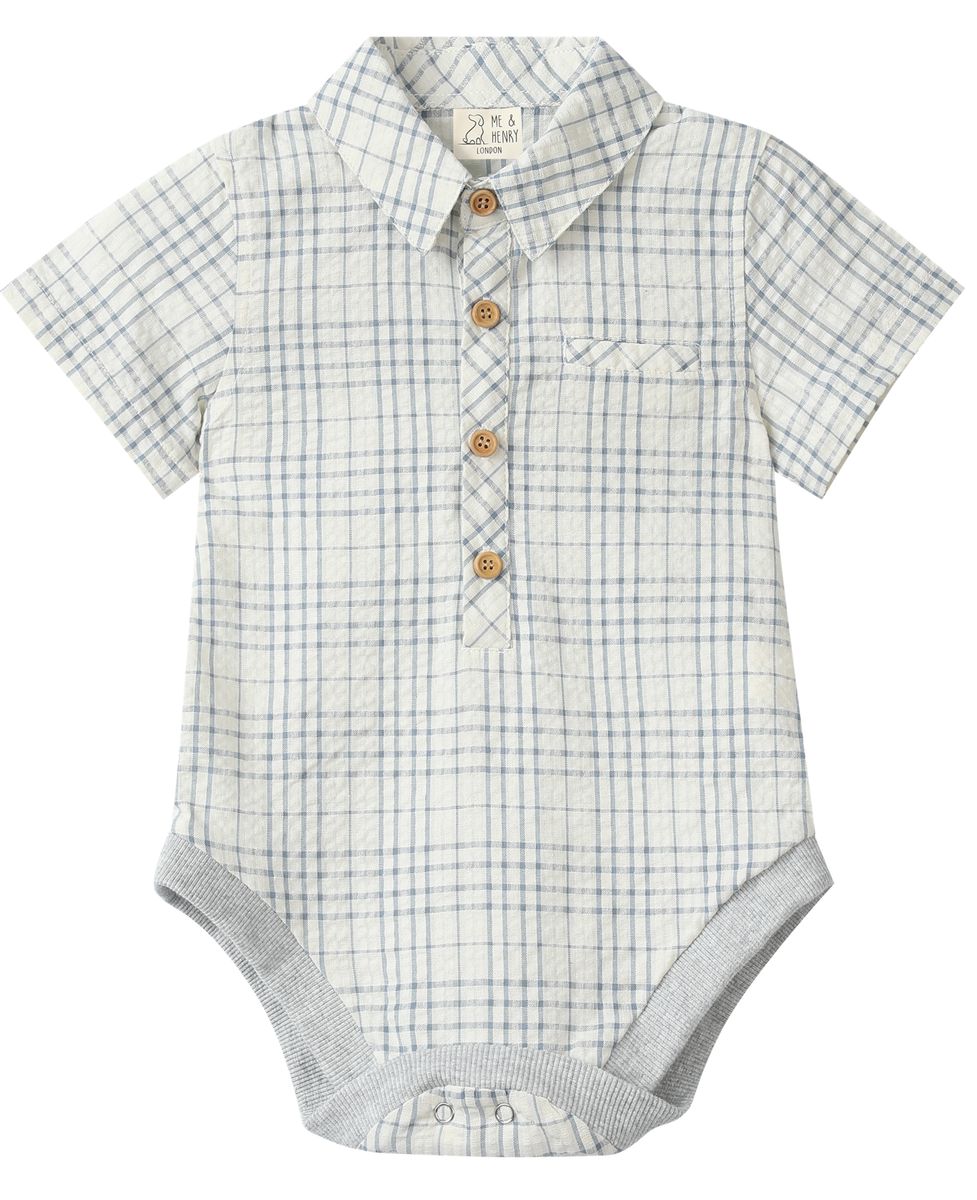 Chambray Cream Plaid Woven Onesie