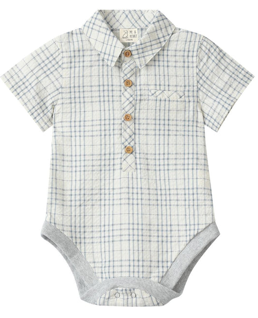 Chambray Cream Plaid Woven Onesie