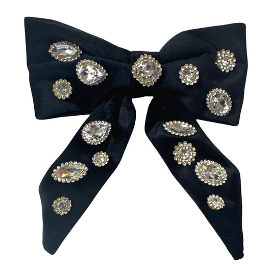 Black Velvet Jeweled Tail Bow