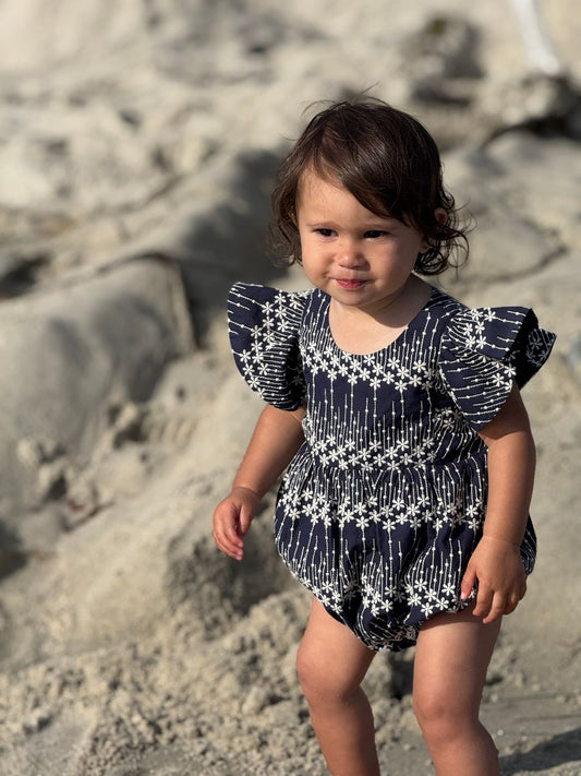 Navy Embroidered Miranda Romper