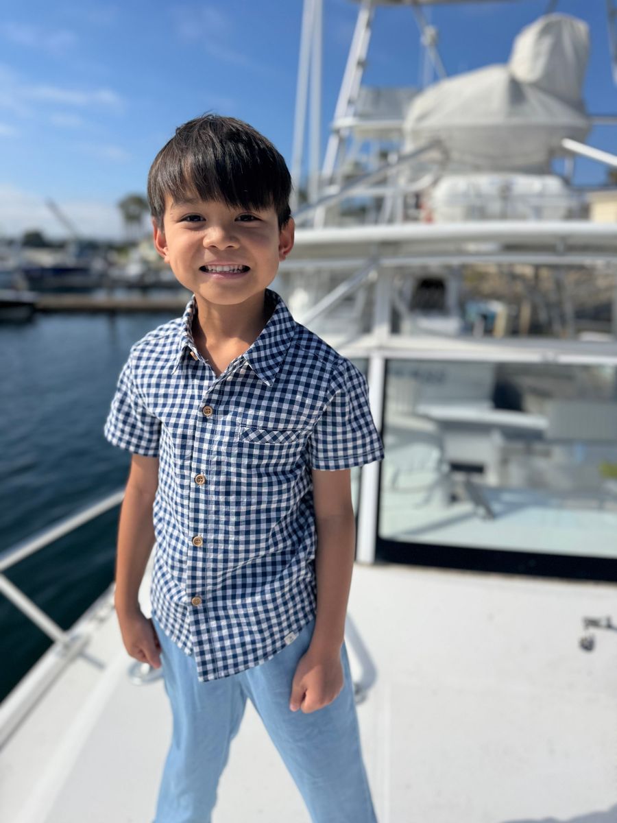 Navy White Gingham Woven Shirt