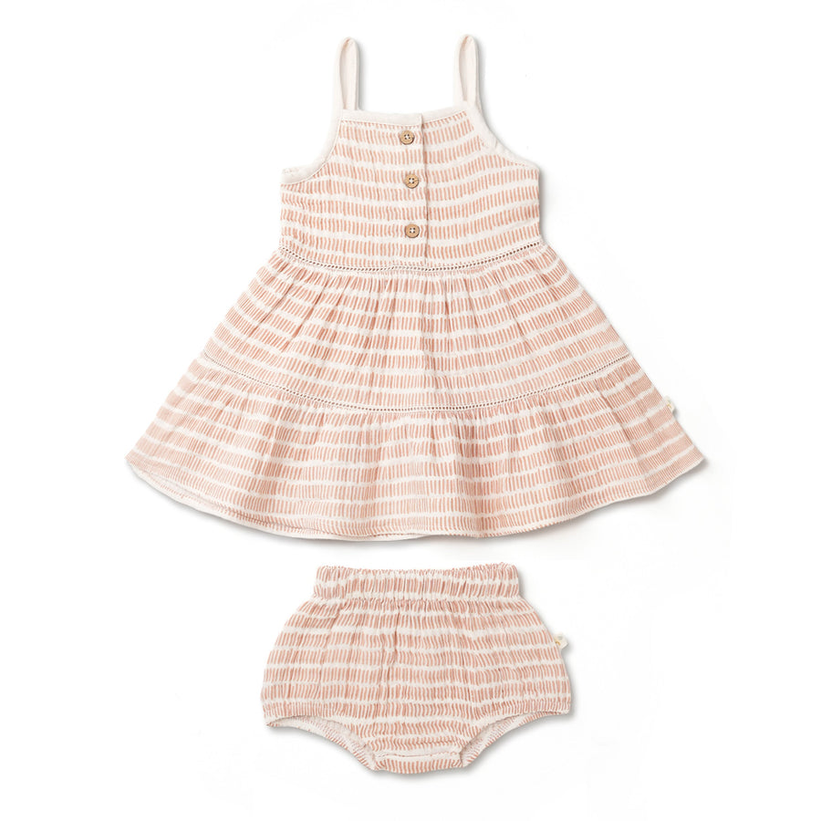 Dash Lines Tiered Dress