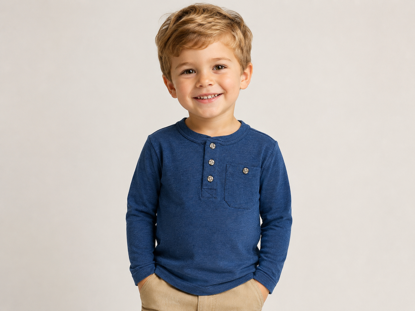 Navy Heather Organic Henley Tee