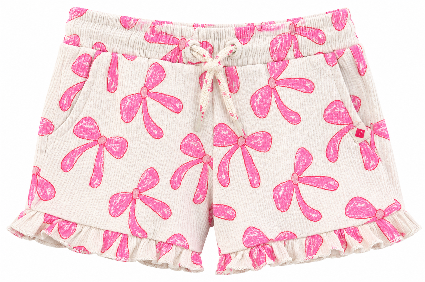 Cream Top w/Bubble Gum Pink Bow Short Set