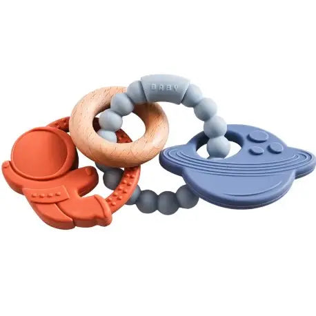 Elias Rattle Teether Slate Astr