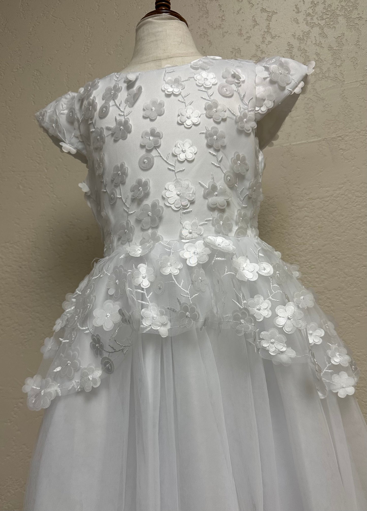 82501 Cap Sleeve Dimensional Flower Dress