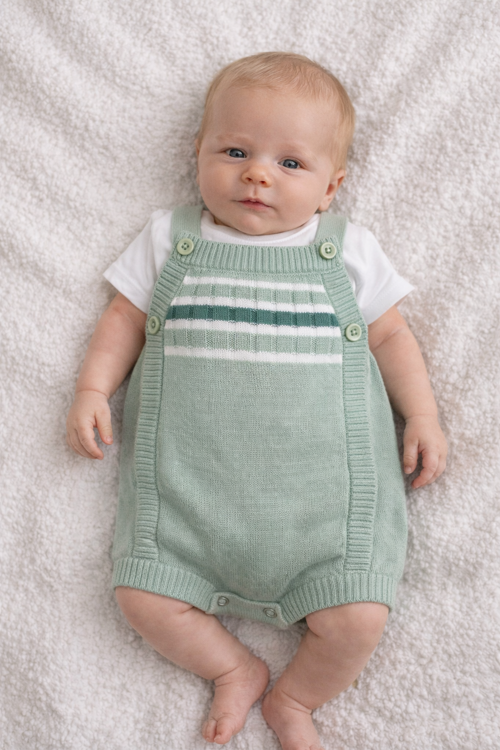 Sage Green Knit Overall Set