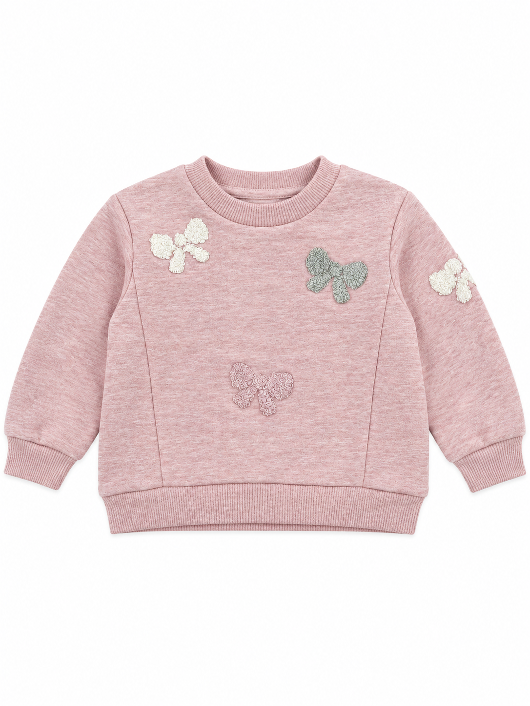 Pink Sweatshirt with Embroidered Bows