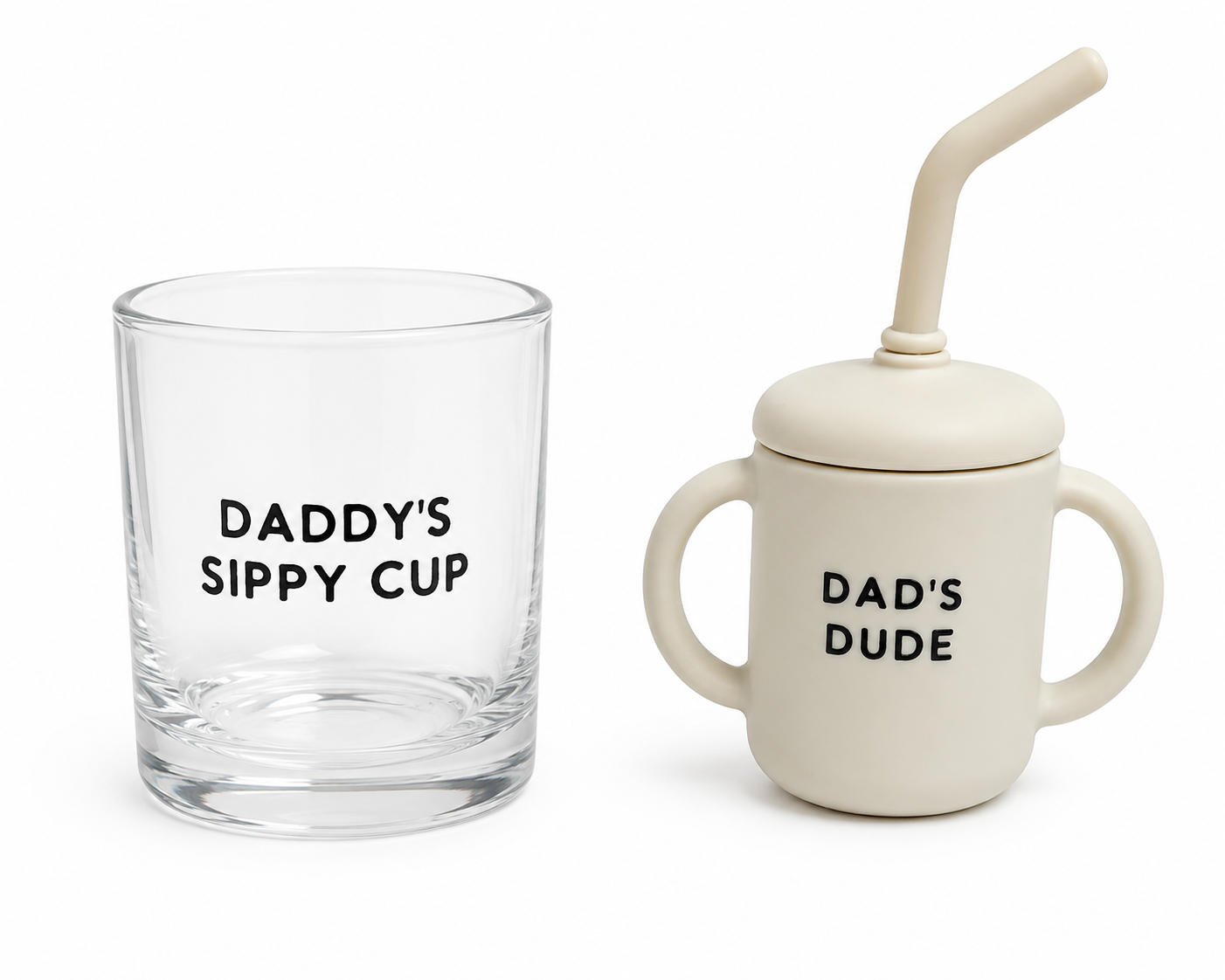 Glass Cup Set Dad and Dude