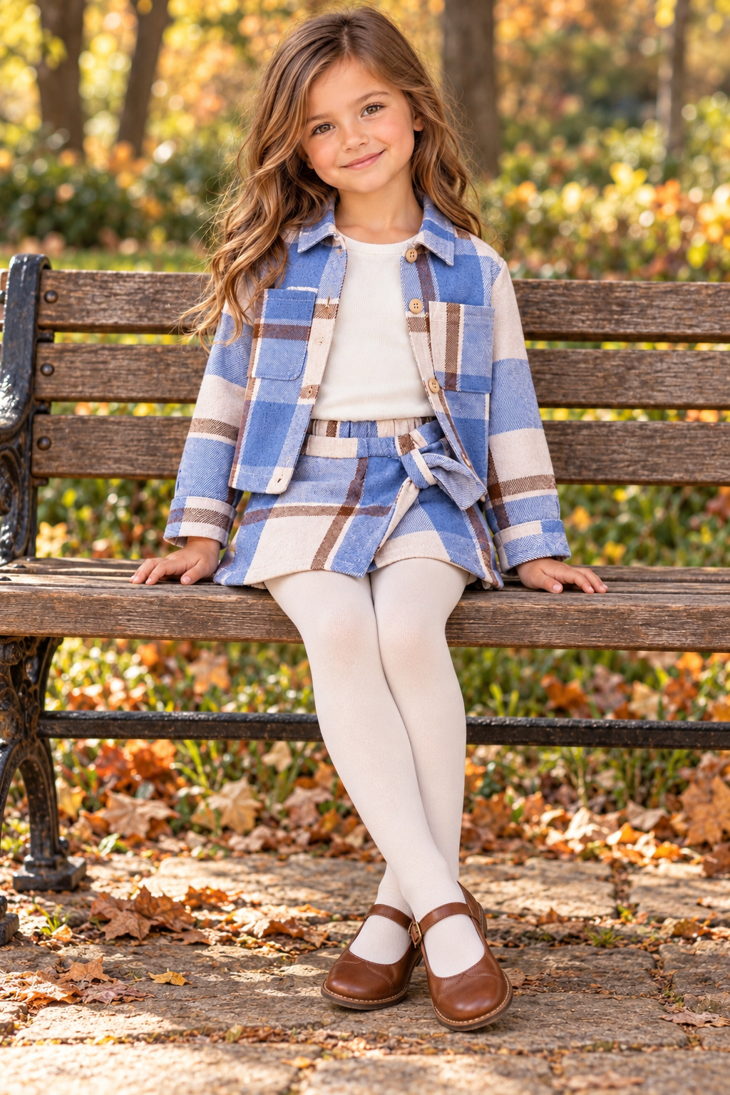 Blue Brown Plaid Flannel Skort