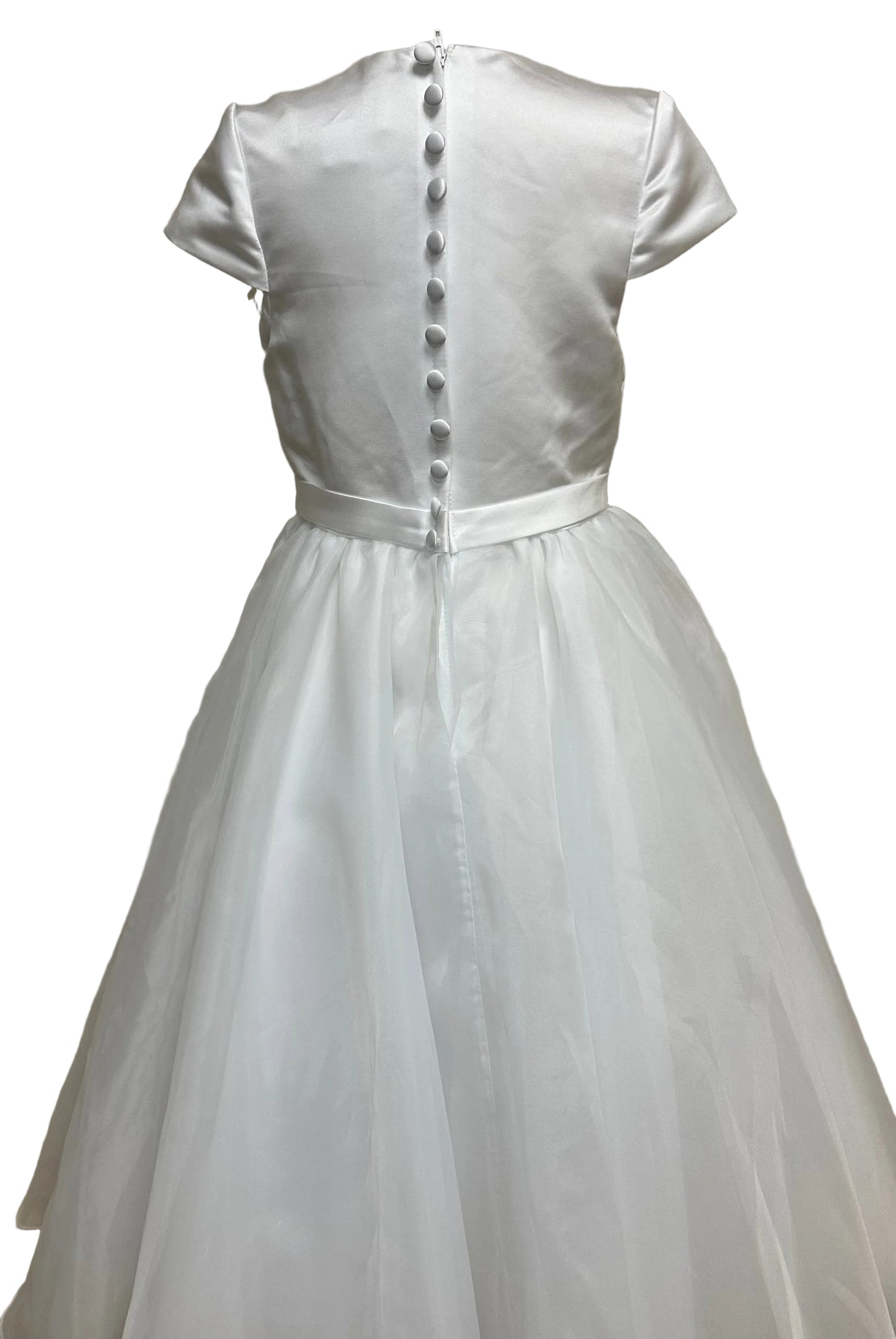 Cap Sleeve Sequin Bodice Bow Tulle Dress