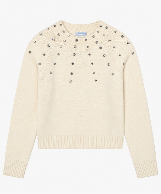 Cream Rhinestone Sweater