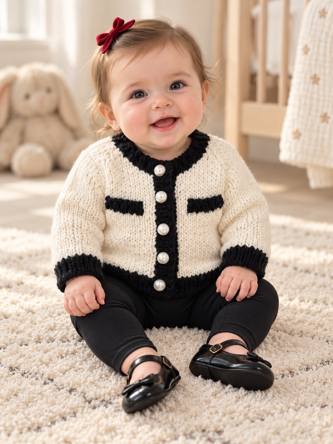 Coco Cardigan Cream Black Pearl