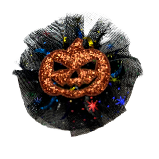 Star Tulle with Pumpkin Glitter Clip