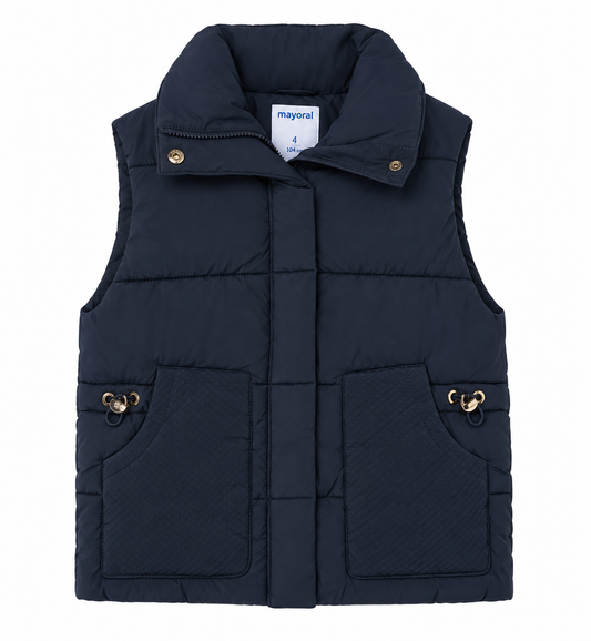 Girls Navy Padded Vest
