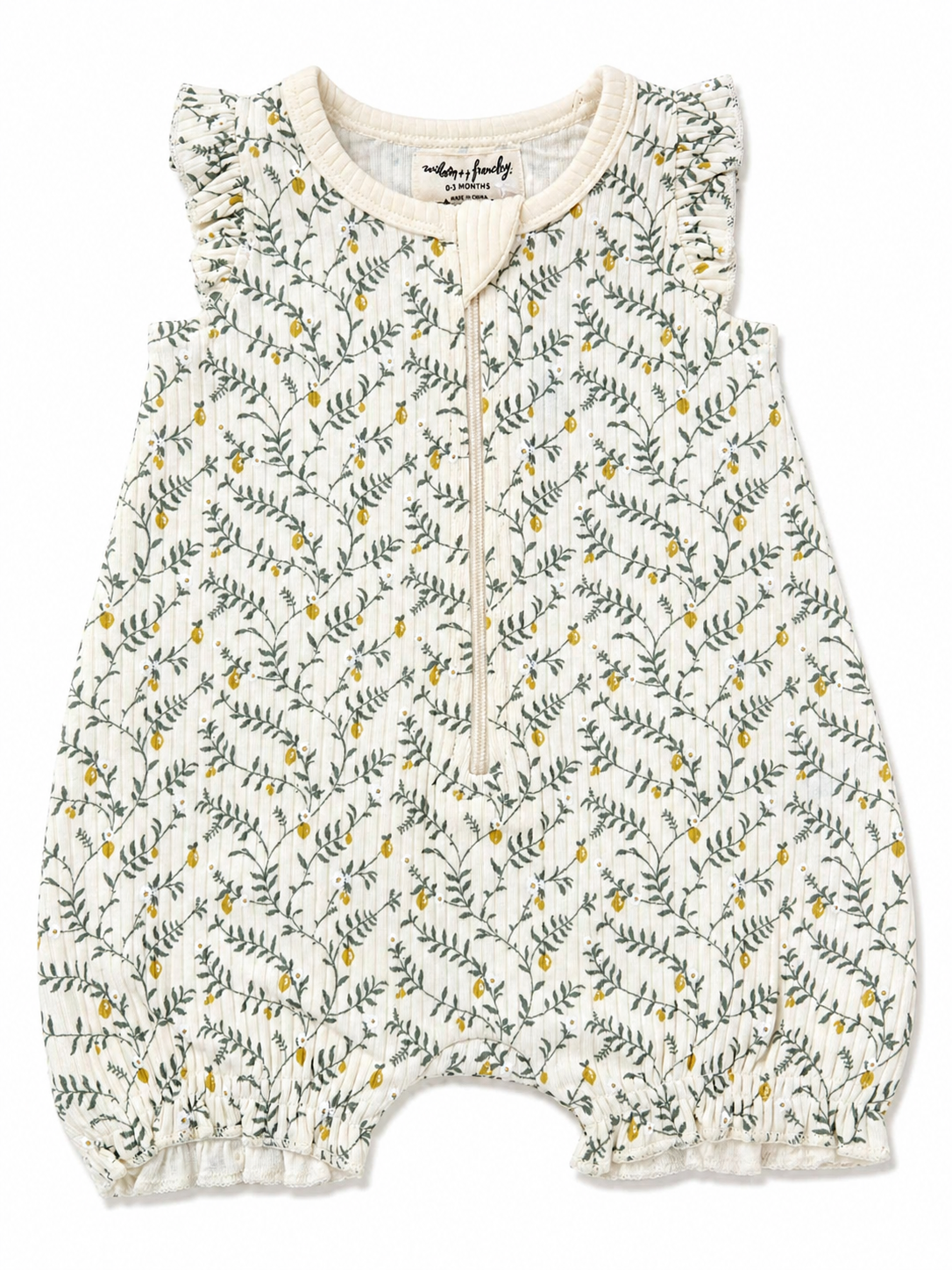 Lemon Leaf Organic Ruffle Romper