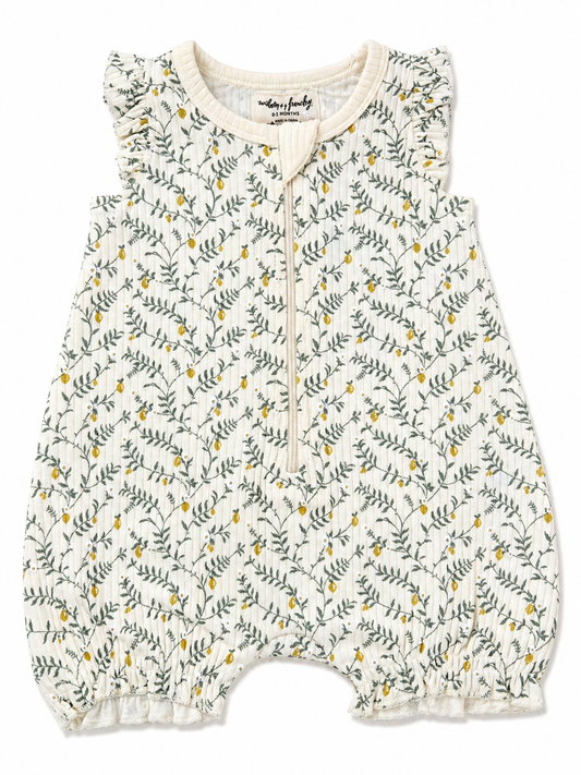 Lemon Leaf Organic Ruffle Romper