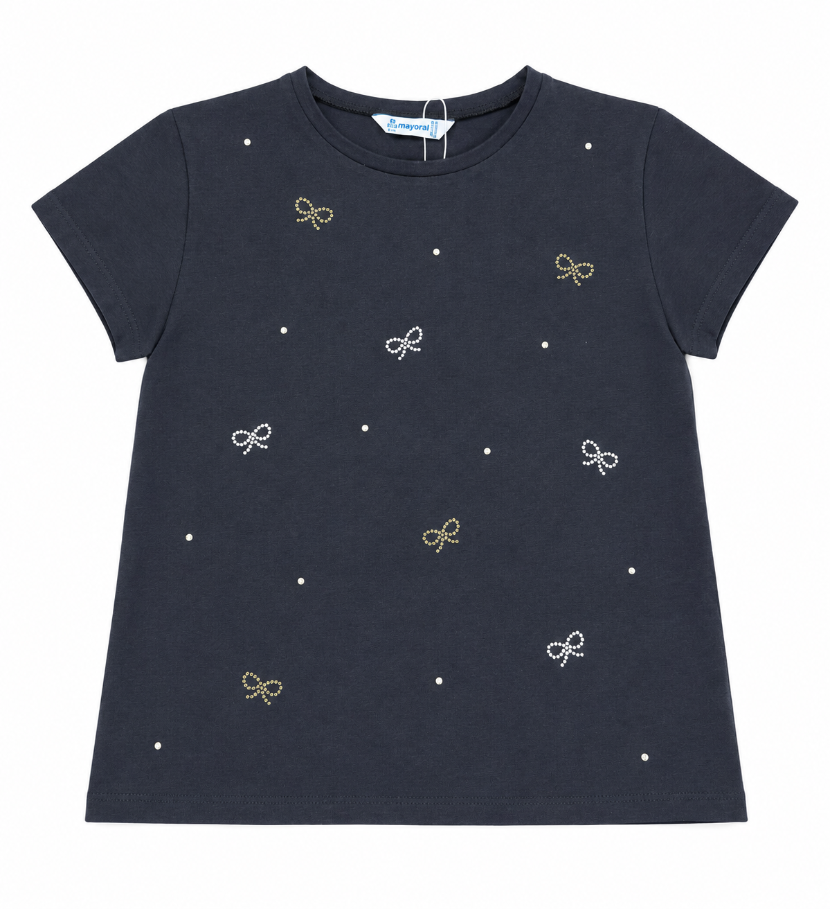 Girl Black T-shirt with Bling Bow