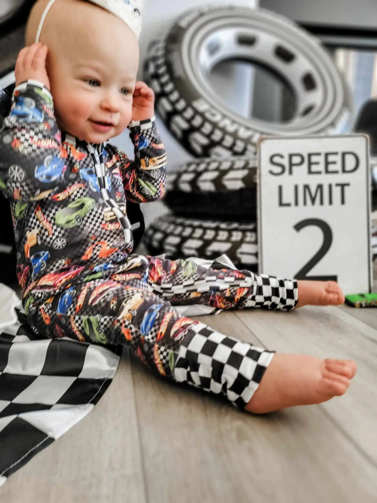 Race Car Checked Footie