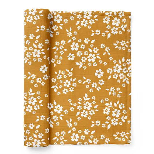 Whimsy Floral Mustard Swaddle