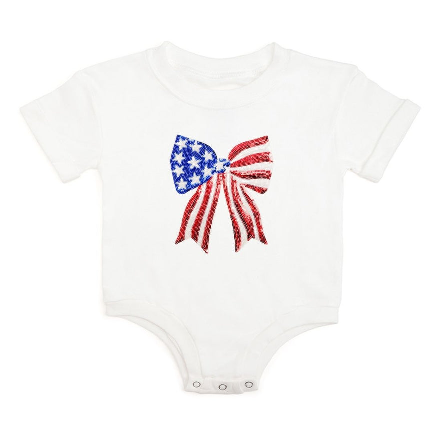Patriotic Sequin Bow Patch Onesie