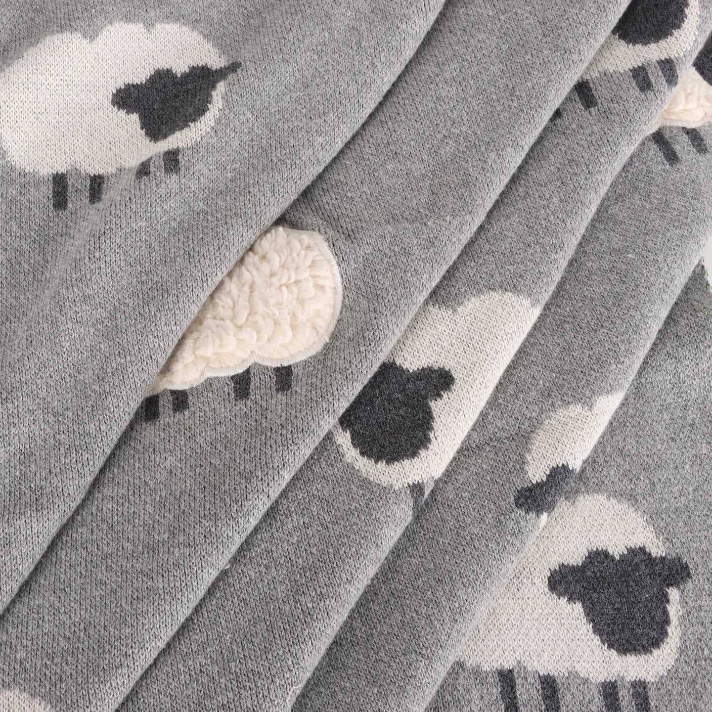 Grey Woolly Sheep 3D Organic Blanket