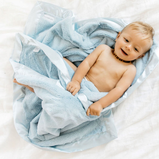 Light Blue Satin Border Blanket