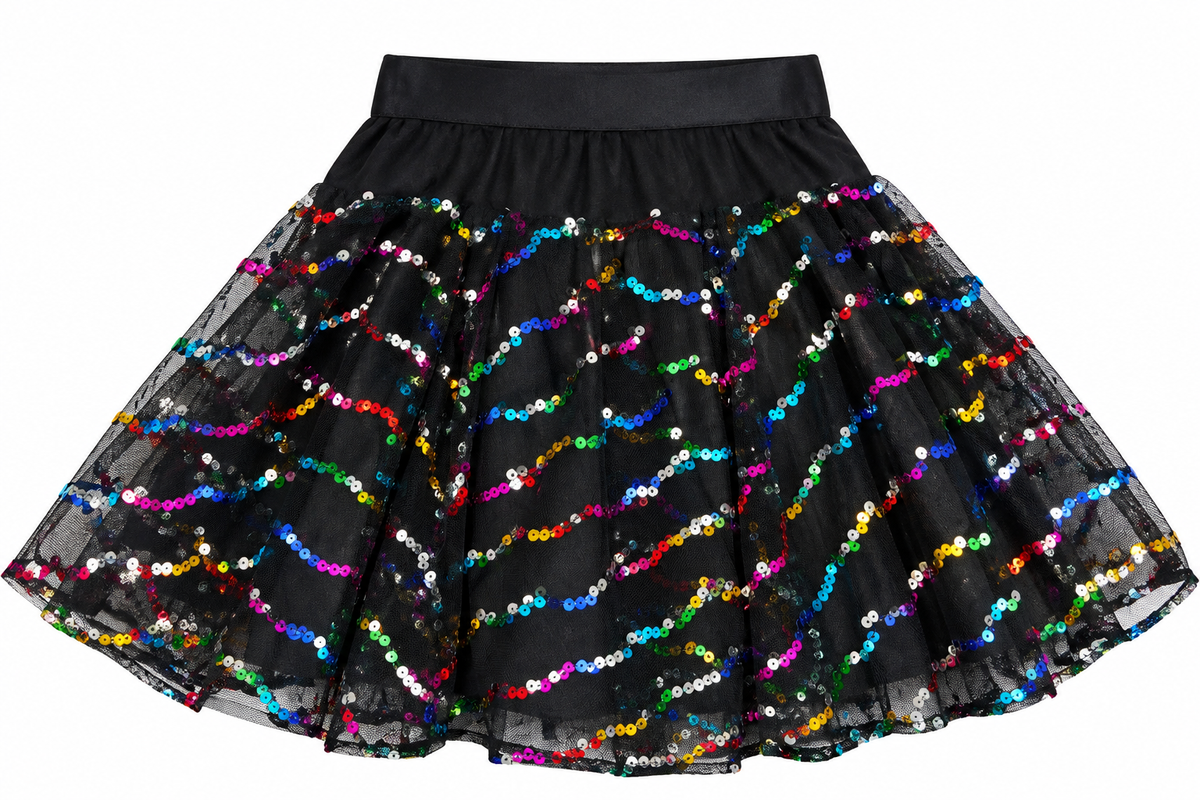 Mesh Skirt with Multi Color Sequin