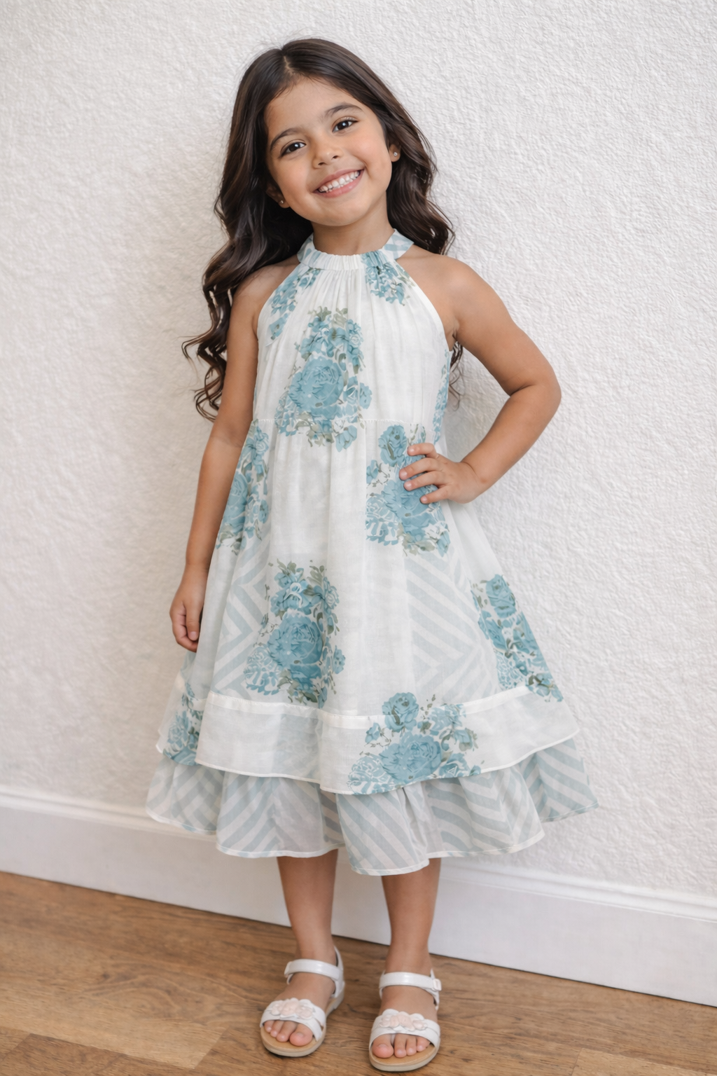 Flowy Floral Sea Foam Teal Dress