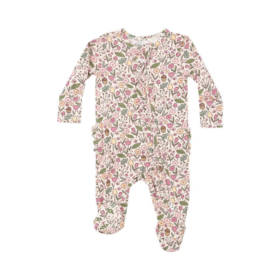 Acorn Floral Ruffle Footie