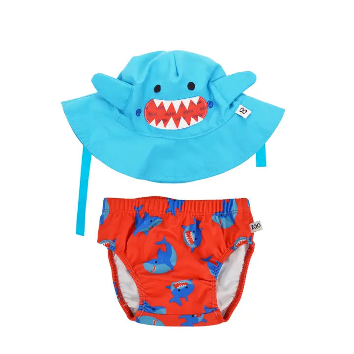Baby swim Diaper and Hat Shark