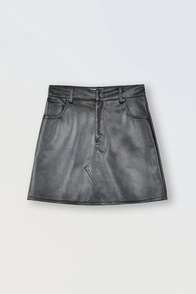 Black Faux Leather Mini Skirt