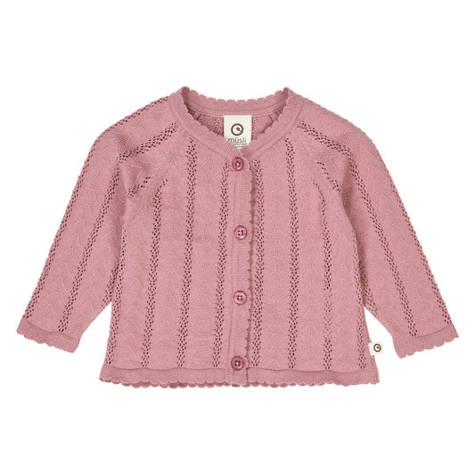Pointelle Knit Cardigan Nostalgia Rose