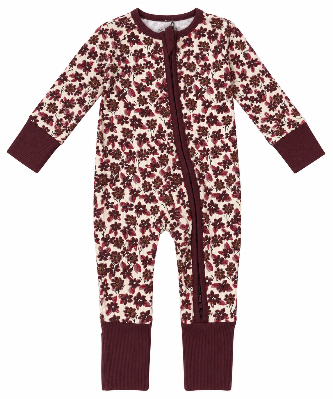 Antique Floral Zipper Footie