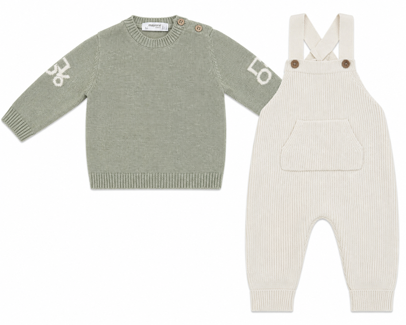 Ivory/Sage Overall Set with Tractor Detail