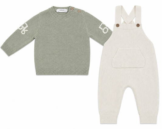 Ivory/Sage Overall Set with Tractor Detail