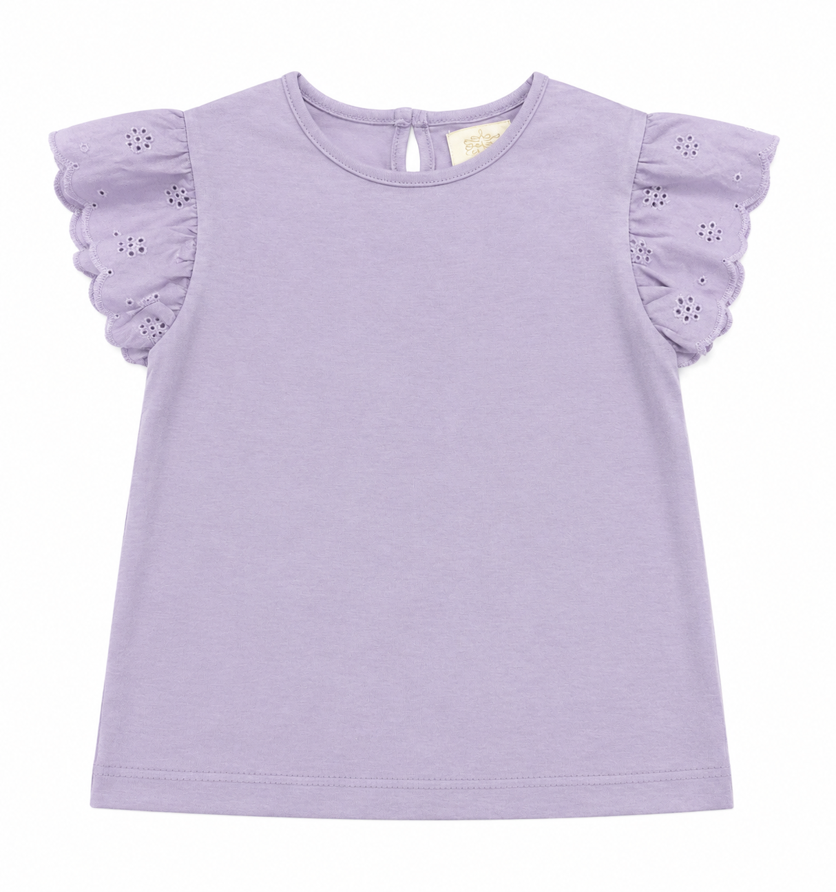 Lavender Top with Eyelet Ruffle Sleeves