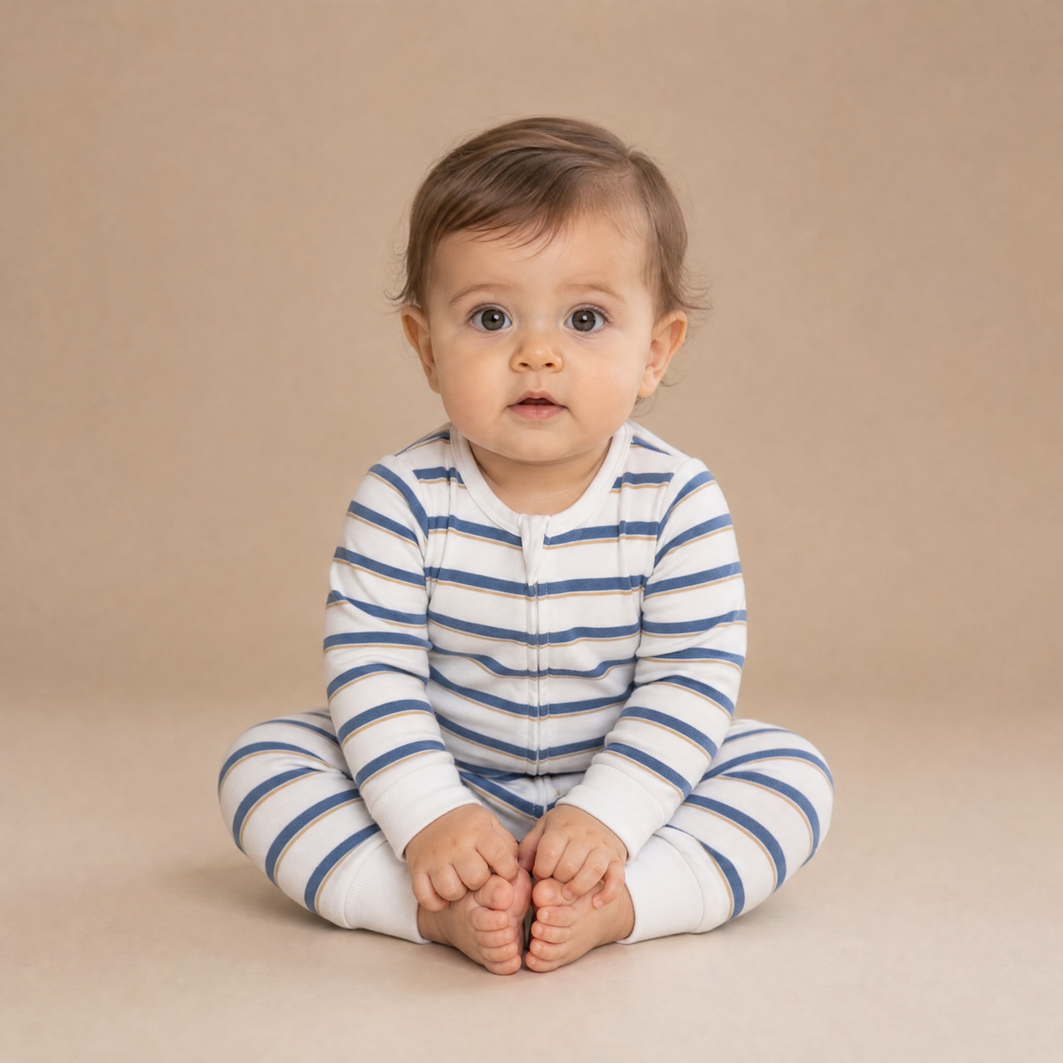 Navy Stripe Zip Romper