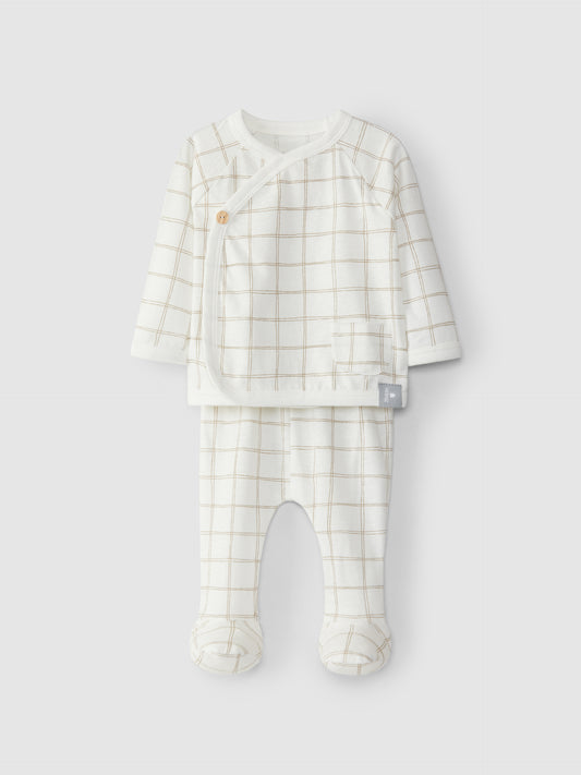 Beige Plaid Baby Set