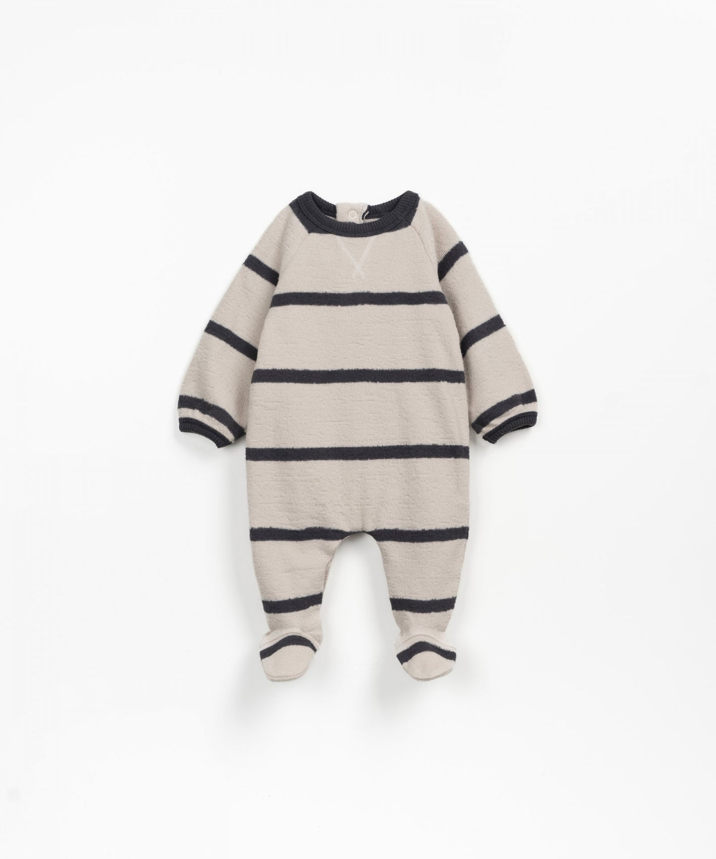 Taupe Grey Stripe Footie