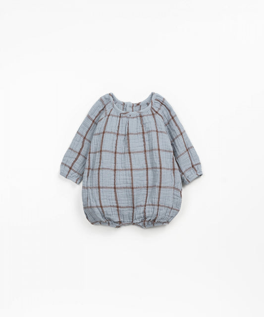 Organic Blue Brown Plaid Romper