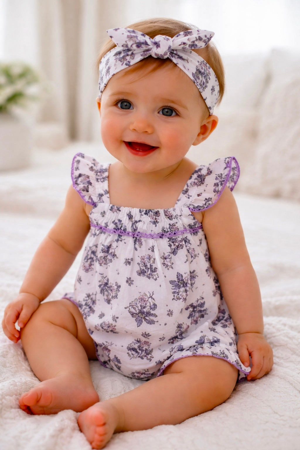 Vivian Floral Romper and Headband