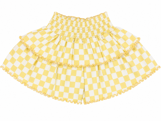 Afterglow Gingham Yellow Skort