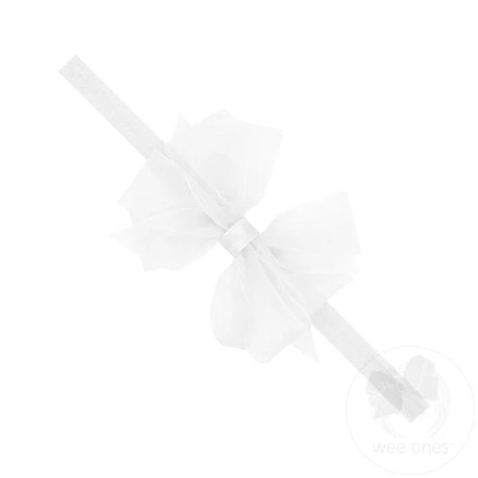 WHT Mini Doub Organza Bow HB