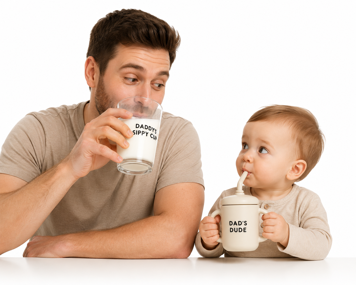 Glass Cup Set Dad and Dude